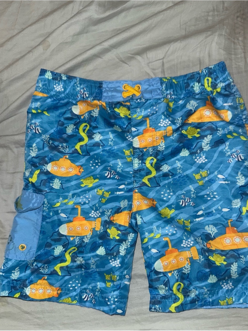 UV Skinz Boys Blue Submarine Sea Life Swim Trunks Board Shorts UPF 50+ Size 7